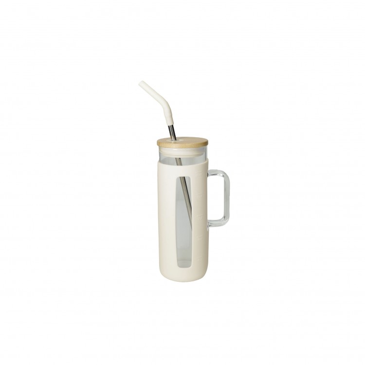 BOCCALE - SLIM - BIANCO - VETRO-SILICONE-BAMBOO - BRANDANI
