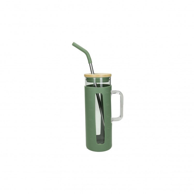 BOCCALE - SLIM - VERDE - VETRO-SILICONE-BAMBOO - BRANDANI BOCCALE - SLIM - VERDE - VETRO-SILICONE-BAMBOO - BRANDANI