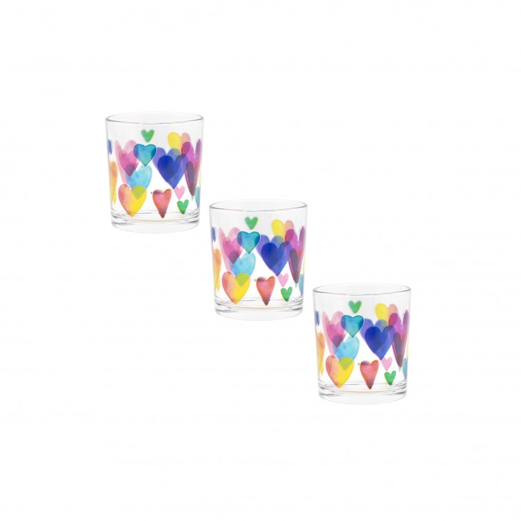 BICCHIERE - SET 3 PEZZI - ACQUA - LOVE RAINBOW - LINDA
