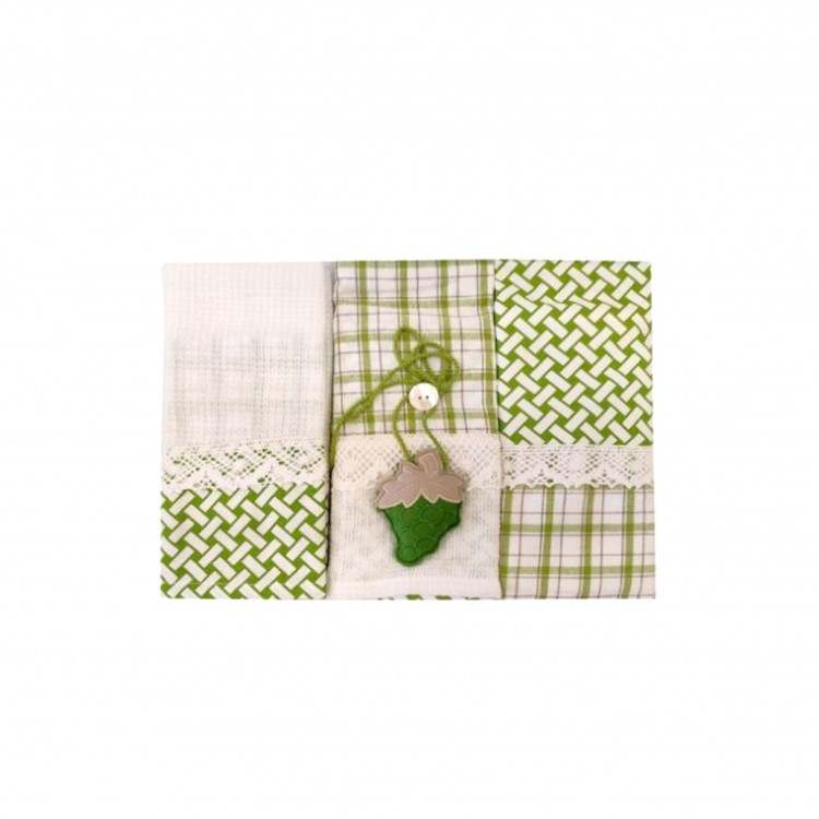 CANOVACCIO - SET 3 PEZZI - MELANIE - 07 - VERDE - PREZIOSA HOME CANOVACCIO - SET 3 PEZZI - MELANIE - 07 - VERDE - PREZIOSA HOME