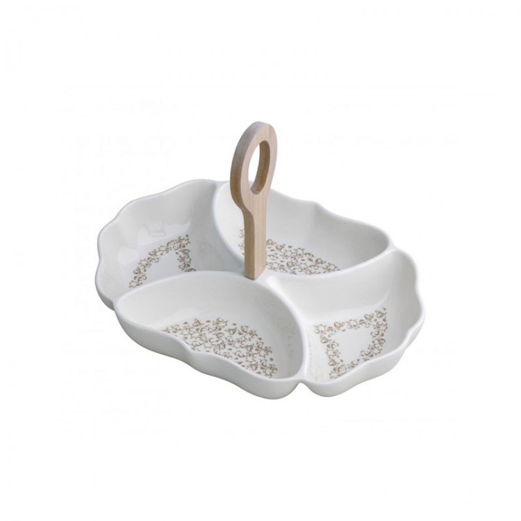ANTIPASTIERA - RICCIOLI DI FATA - PORCELLANA E BAMBOO NATURALE - BRANDANI