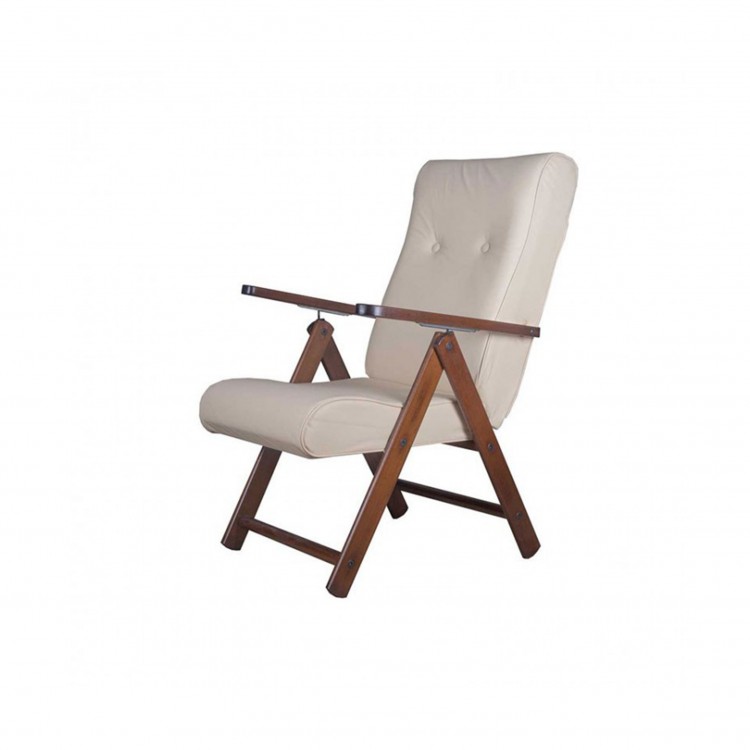 POLTRONA - SDRAIO - GIGLIO QUADRATA - STRUTTURA NOCE - ECOPELLE - BEIGE - TINTA UNITA - MOLISANA