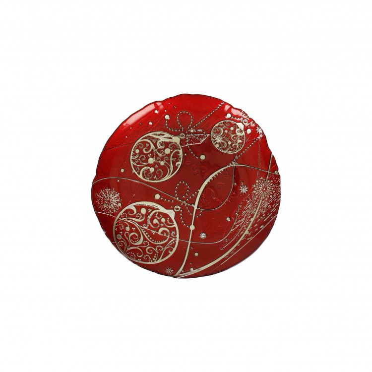 PIATTO - REGALO MAGIA - VETRO - ROSSO-ORO - Ø 38 CM - BRANDANI PIATTO - REGALO MAGIA - VETRO - ROSSO-ORO - Ø 38 CM - BRANDANI