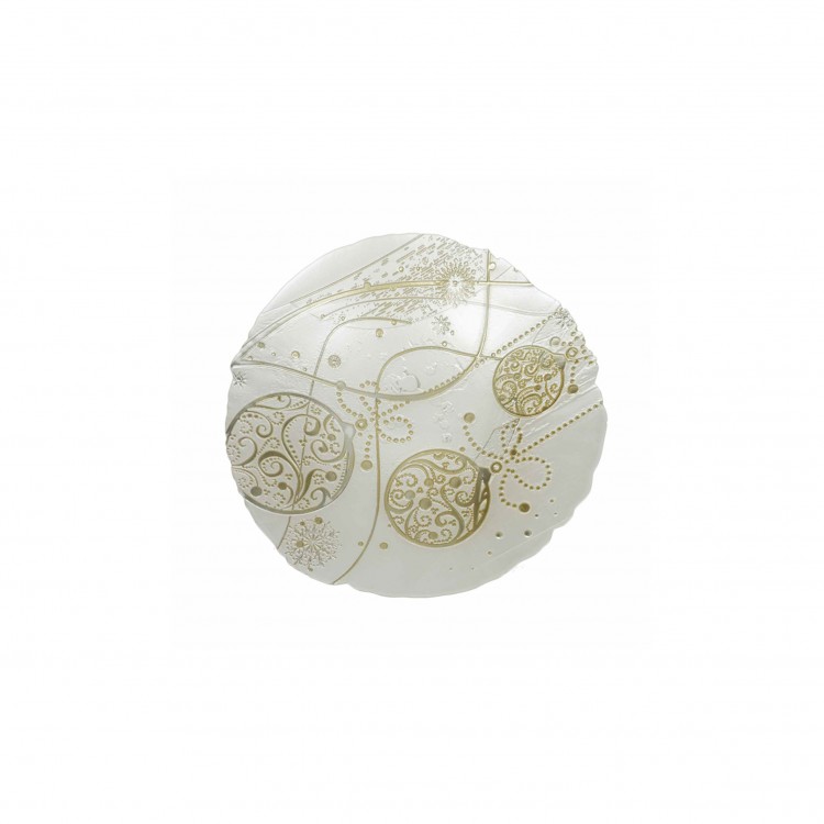 CIOTOLA - REGALO MAGIA - VETRO - BIANCO-ORO - Ø 30 CM - BRANDANI CIOTOLA - REGALO MAGIA - VETRO - BIANCO-ORO - Ø 30 CM - BRANDANI