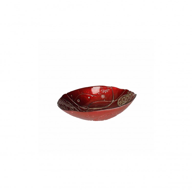 COPPETTA - REGALO MAGIA - VETRO - ROSSO-ORO - Ø 21 CM - BRANDANI