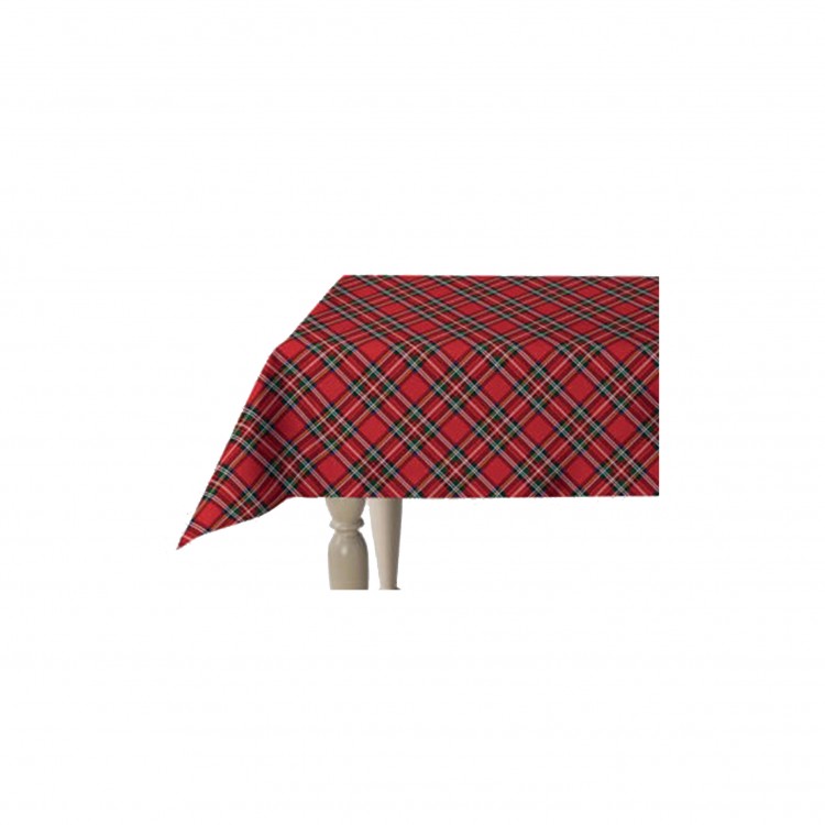 COPRITAVOLA NATALIZIO - 18 POSTI - ROSSO - TARTAN