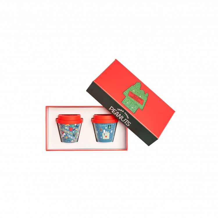 TAZZA CON COPERCHIO - SET 2 PEZZI - 90 ML - SNOOPY NATALE - 10 - QUY CUP