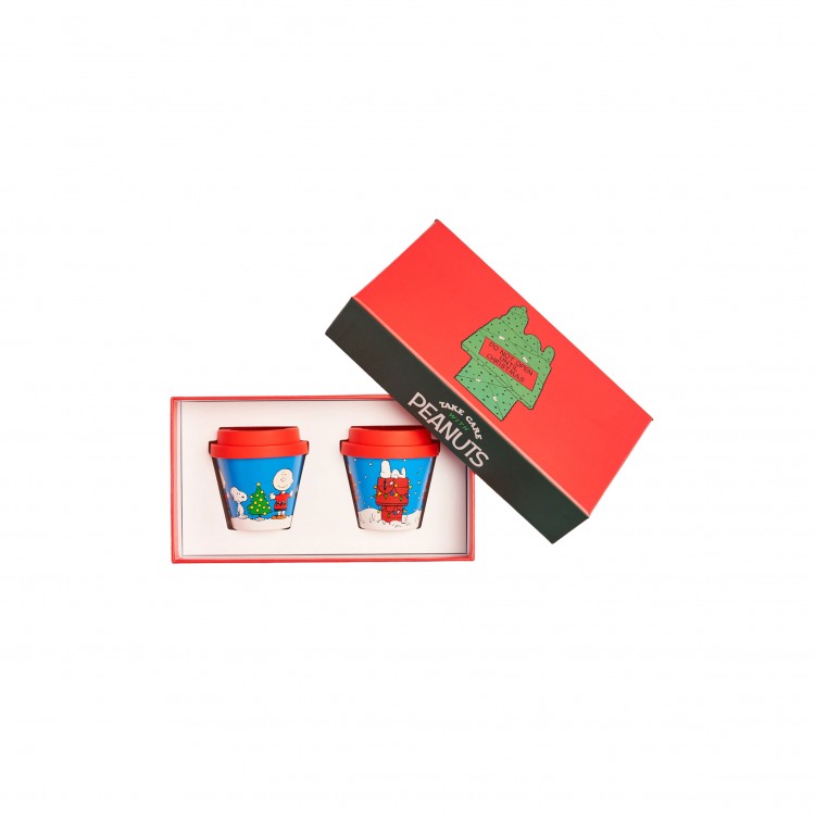 TAZZA CON COPERCHIO - SET 2 PEZZI - 90 ML - SNOOPY NATALE - 12 - QUY CUP