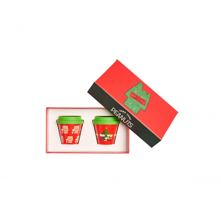 TAZZA CON COPERCHIO - SET 2 PEZZI - 90 ML - SNOOPY NATALE - 11 - QUY CUP