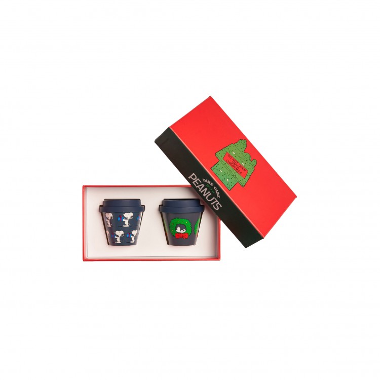 TAZZA CON COPERCHIO - SET 2 PEZZI - 90 ML - SNOOPY NATALE - 13 - QUY CUP