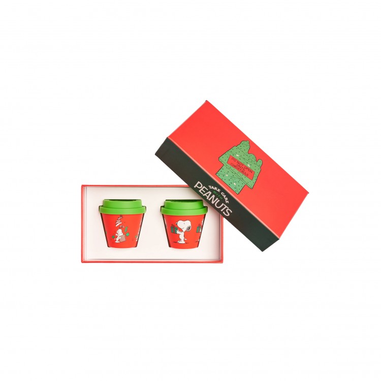 TAZZA CON COPERCHIO - SET 2 PEZZI - 90 ML - SNOOPY NATALE - 14 - QUY CUP