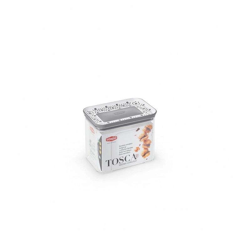 BARATTOLO RETTANGOLARE - 1,2 LT - TOSCA - BIANCO-GRIGIO - STEFAN PLAST