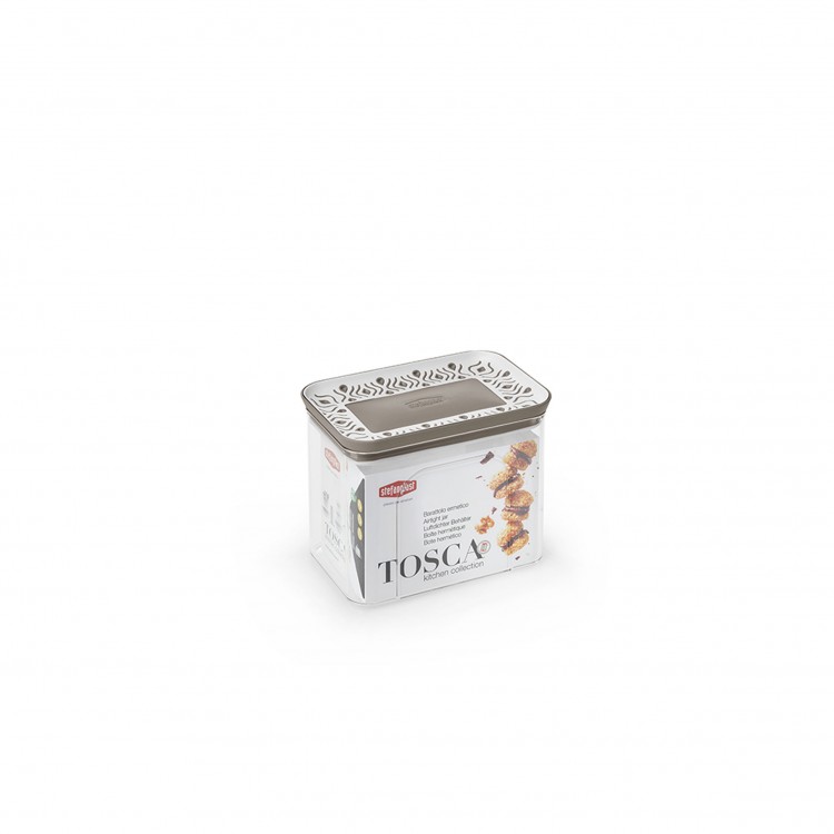 BARATTOLO RETTANGOLARE - 1,2 LT - TOSCA - BIANCO-TORTORA - STEFAN PLAST