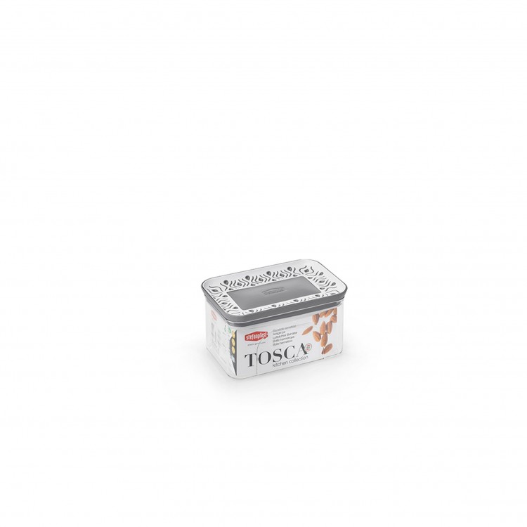 BARATTOLO RETTANGOLARE - 0,7 LT - TOSCA - BIANCO-GRIGIO - STEFAN PLAST