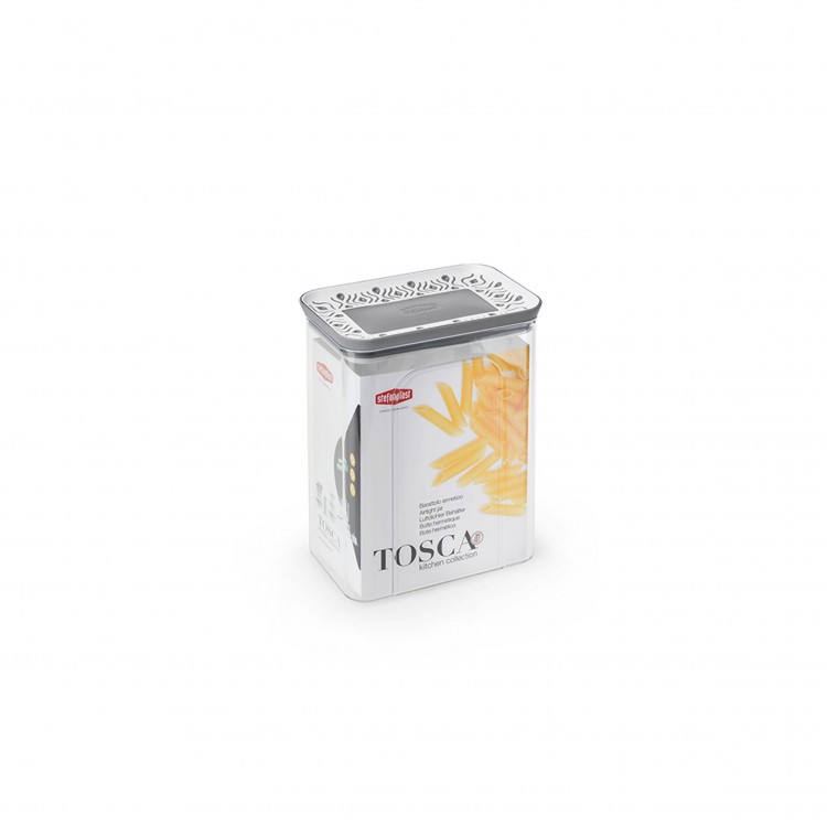 BARATTOLO RETTANGOLARE - 2,2 LT - TOSCA - BIANCO-GRIGIO - STEFAN PLAST