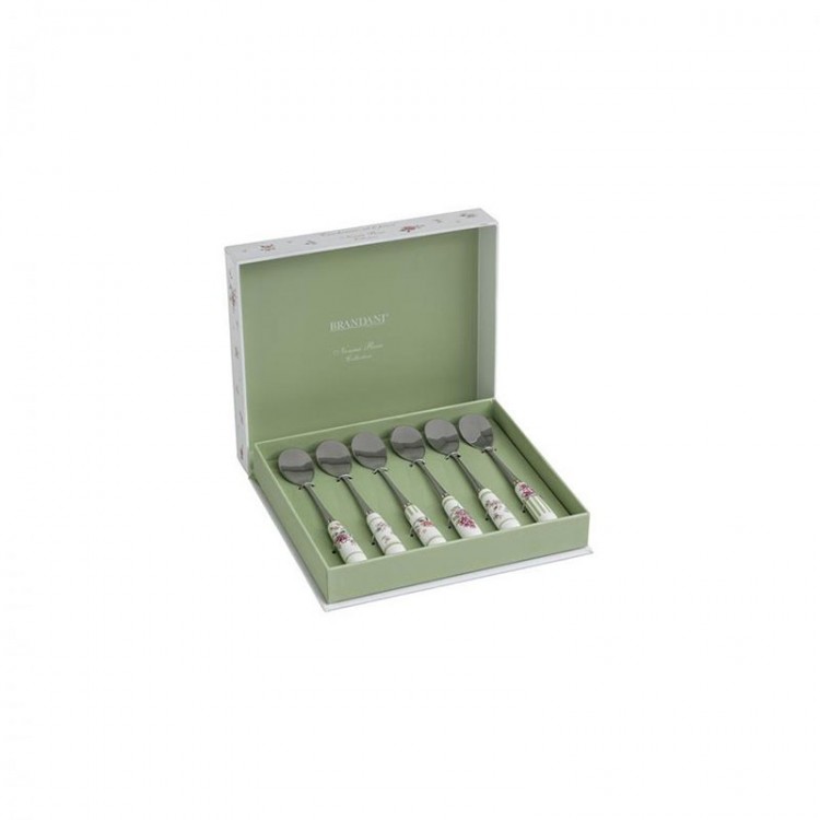 CUCCHIAINI - SET 6 PEZZI - ACCIAIO INOX E MANICO CERAMICA - NONNA ROSA - BRANDANI