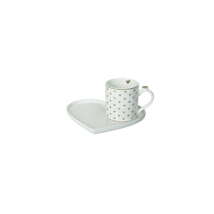 TAZZA CON VASSOIO - RIGHE - AMORE MIO - BRANDANI