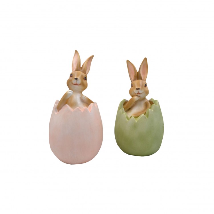 CONIGLIETTO NELL'UOVO - H 24 CM - RESINA - ASSORTITI CONIGLIETTO NELL'UOVO - H 24 CM - RESINA - ASSORTITI