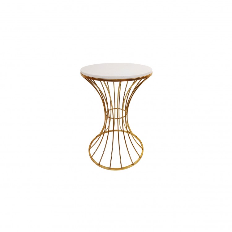 TAVOLINO DA CAFFÈ - H 57 CM - ORO CON MARMO BIANCO TAVOLINO DA CAFFÈ - H 57 CM - ORO CON MARMO BIANCO