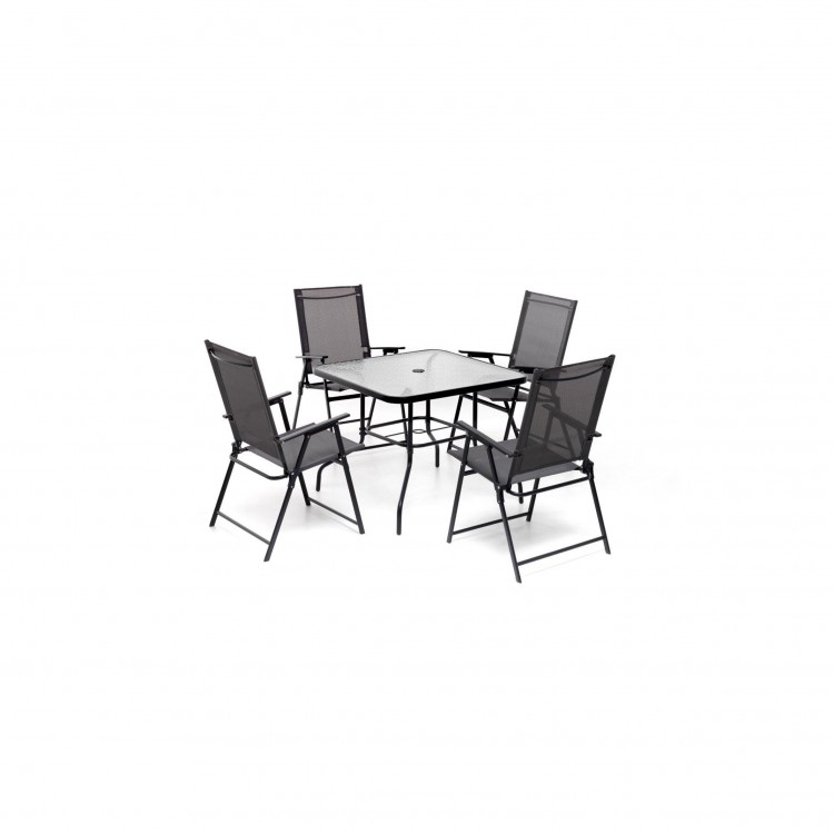 SET GIARDINO - ATLANTIC DINING - ANTRACITE - 1 TAVOLO 4 POLTRONE