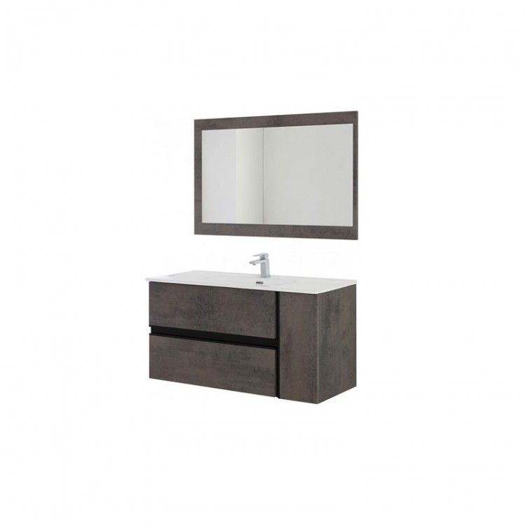 COMPOSIZIONE BAGNO - 1 ANTA 2 CASSETTI - CEMENTO - LINEA OXID - FERIDRAS