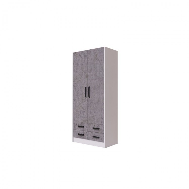 ARMADIO - 210 - 2 ANTE 2 CASSETTI - BIANCO-CEMENTO ARMADIO - 210 - 2 ANTE 2 CASSETTI - BIANCO-CEMENTO