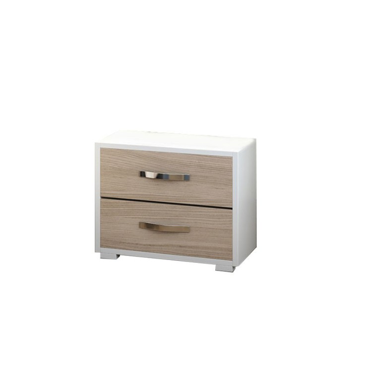 COMODINO - 2 CASSETTI - BIANCO-OLMO COMODINO - 2 CASSETTI - BIANCO-OLMO