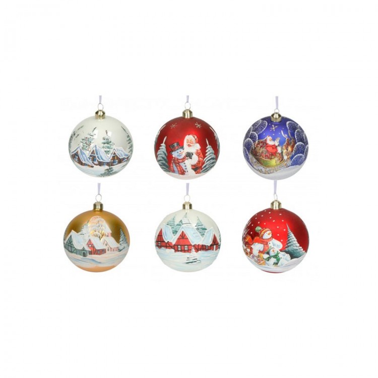 SFERA - ARTIGIANALE - 6 DECORI ASSORTITI - VETRO SOFFIATO - 10 CM - BRANDANI