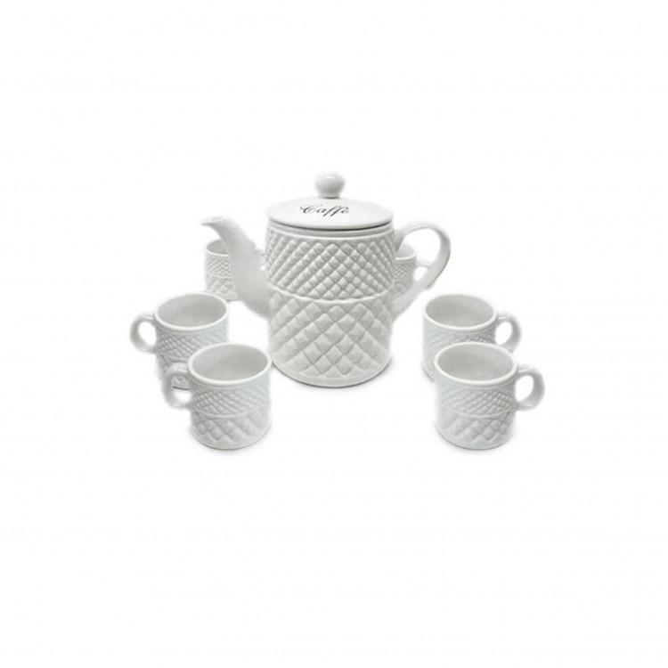 TAZZE E CAFFETTIERA - SET 7 PEZZI - BIANCO