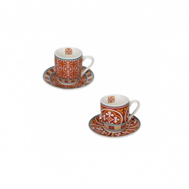 TAZZINA CAFFÈ - SET 2 PEZZI - ROSONE - LE CEMENTINE - PORCELLANA - BRANDANI