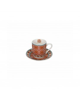 TAZZINA CAFFÈ - SET 2 PEZZI - ROSONE - LE CEMENTINE - PORCELLANA - BRANDANI