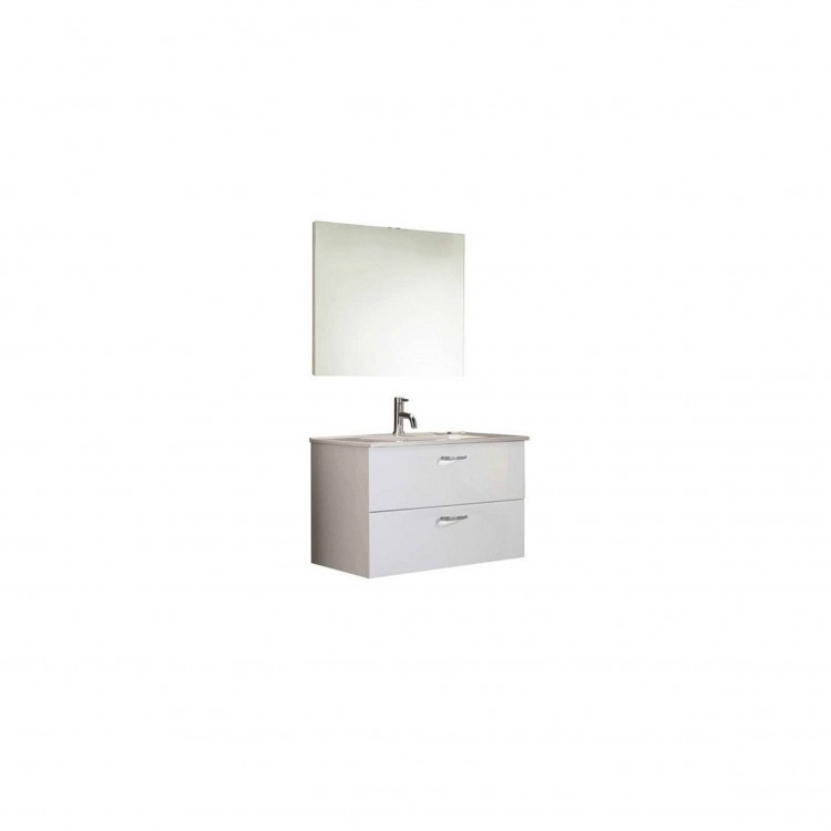 COMPOSIZIONE BAGNO - 80 - 2 CASSETTI - BIANCO LUCIDO - LINEA ALICE