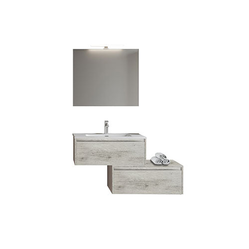 MOBILE BAGNO "LUNA 2" 80 CM QUERCIA BIANCA LUNA280QUBIFL02 SAV#cat