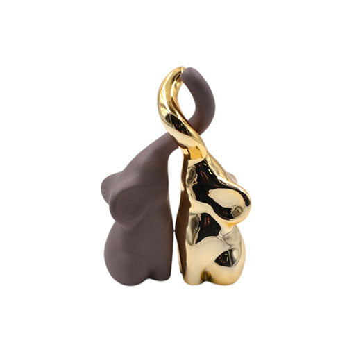 COPPIA ELEFANTI 10 X 17 CM MARRONE-ORO D55 S.I.PAR