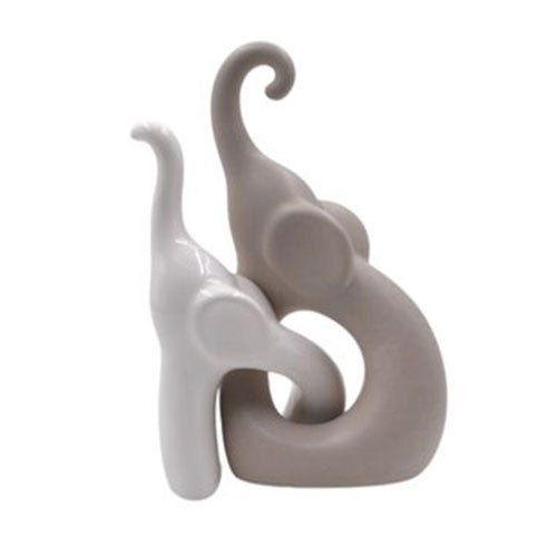 COPPIA ELEFANTI 15 X 23 CM BIANCO-TORTORA D61 S.I.PAR