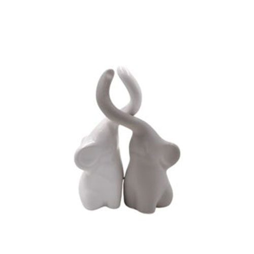 COPPIA ELEFANTI 10 X 17 CM BIANCO-TORTORA D68 S.I.PAR