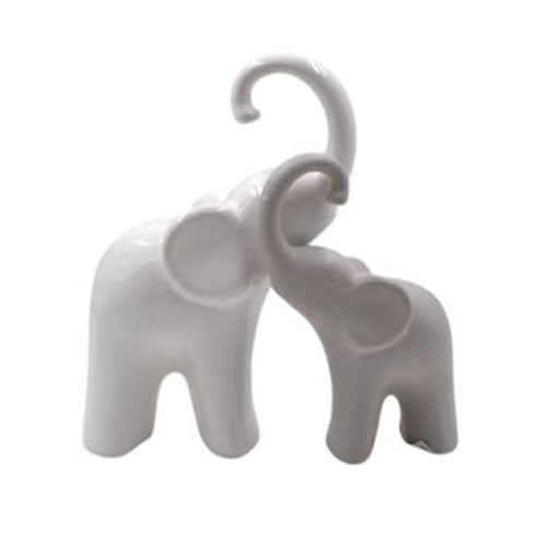 COPPIA ELEFANTI 14 X 20 CM BIANCO-TORTORA D69 S.I.PAR