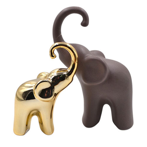 COPPIA ELEFANTI 14 X 20 CM MARRONE-ORO D70 S.I.PAR