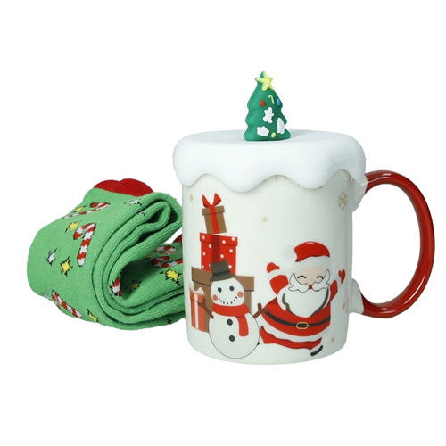 MUG CHRISTMAS TREE C/ TAPPO E CALZINI 83028 BRANDANI