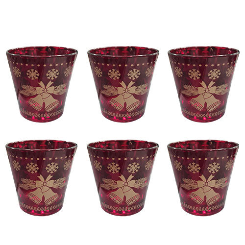 BICCHIERE ACQUA 6 PZ 1713 ROSSO CAMPANE ORO