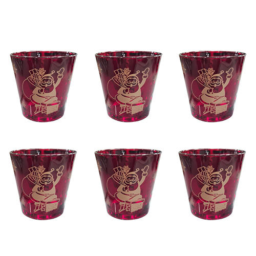 BICCHIERE ACQUA 6 PZ 2738 ROSSO BABBO NATALE ORO