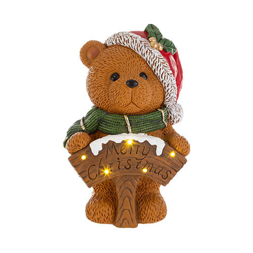 ORSETTO NATALIZIO IN RESINA CON LUCI 38 CM 38038 LE STELLE