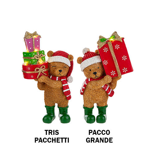 ORSETTO NATALIZIO IN RESINA CON LUCI 21 CM 38281 LE STELLE