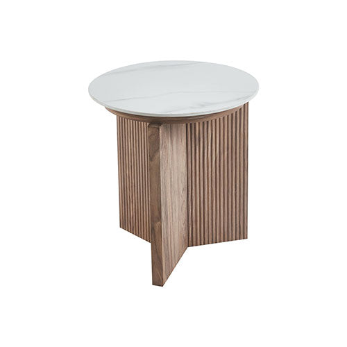 TAVOLINO "KAMI" 45 X 50 CM BIANCO-NOCE 0051109 #cat