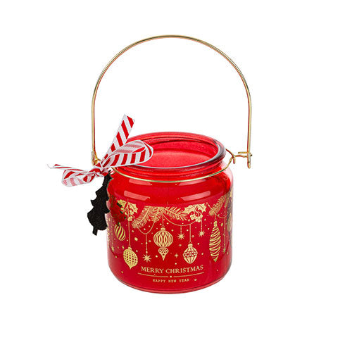 LANTERNA VETRO CANDELA PROFUMATA H 19,5 CM ROSSO 38419 LE STELLE