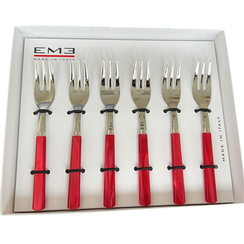SERVIZIO POSATE VETRINA 6 PZ DOLCE ROSSO "PERLA" EME