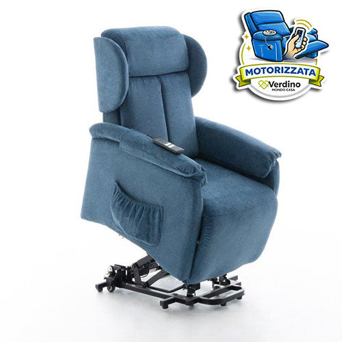 POLTRONA RELAX MOTORIZZATA "SILVIA" 2 MOTORI E ROLLER SYSTEM BLU PS01003D-02 #cat