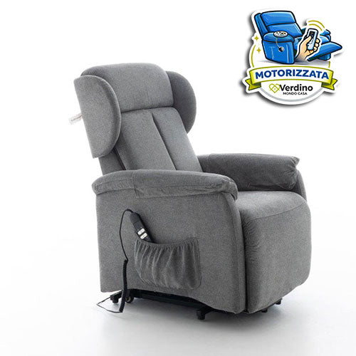 POLTRONA RELAX MOTORIZZATA "SILVIA" 2 MOTORI E ROLLER SYSTEM GRIGIO PS01003D-03 #cat