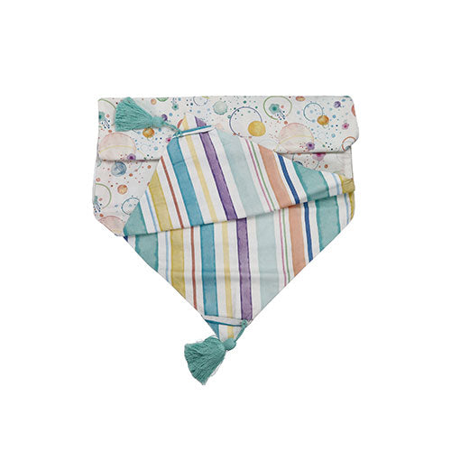 RUNNER DOUBLE FACE A PUNTA RIGHE-BOLLE CON NAPPE VERDI 45 X 140 CM "BOLLICINE" 10376 BRANDANI