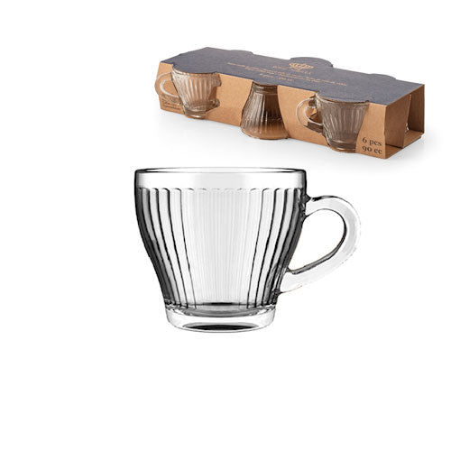 TAZZINE DA CAFFÈ 6 PZ "MISTRAL" VETRO RIGATO TRASPARENTE 90 CC 3351409 ROYAL NORFOLK